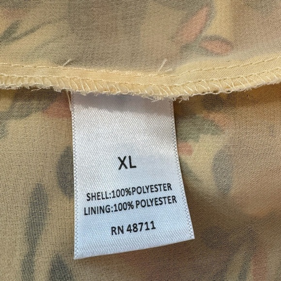 Ophelia Roe Drawstring Waist Smocked back Sundress Flounced Yellow Floral Sz XL - Picture 4 of 13